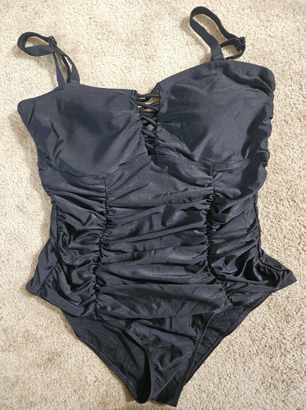 Black Ruched One-Piece Swimsuit